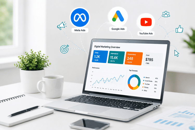 Student learning practical digital marketing