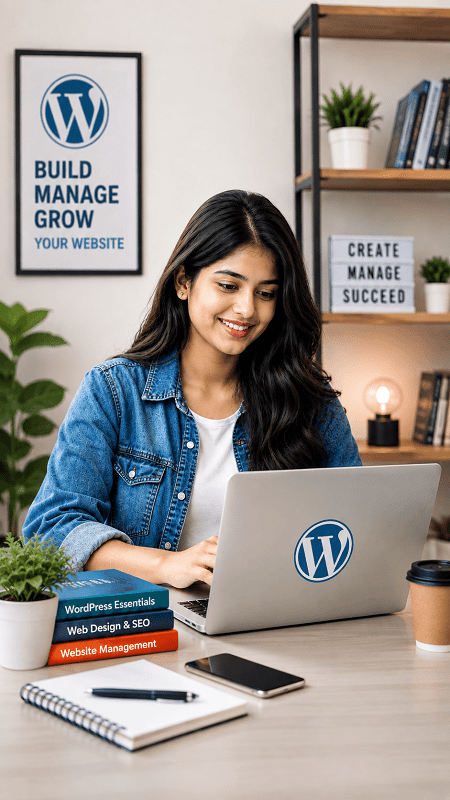 Student learning practical WordPress website management